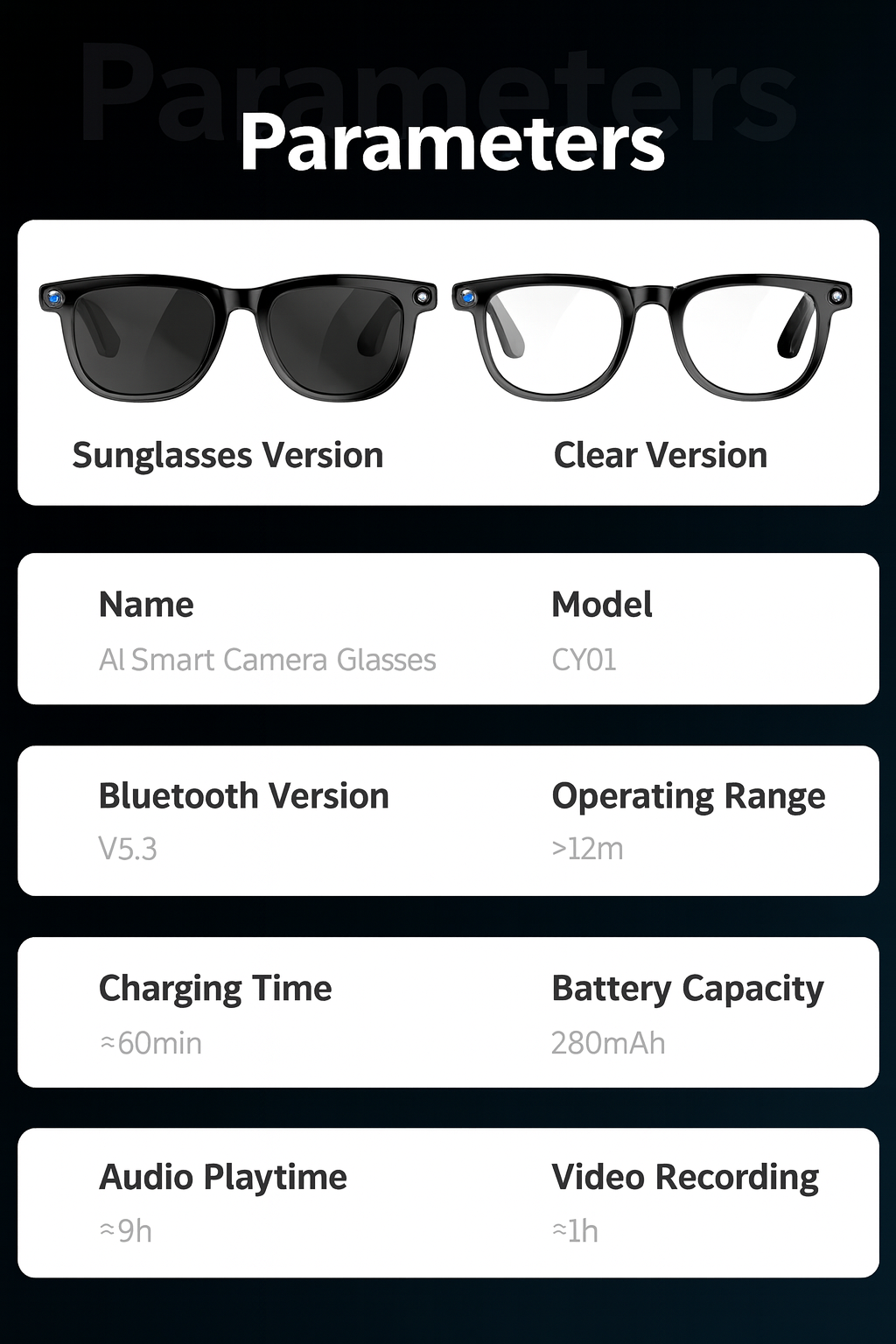 NextLens 1080p Continual Recording AI Smart Glasses